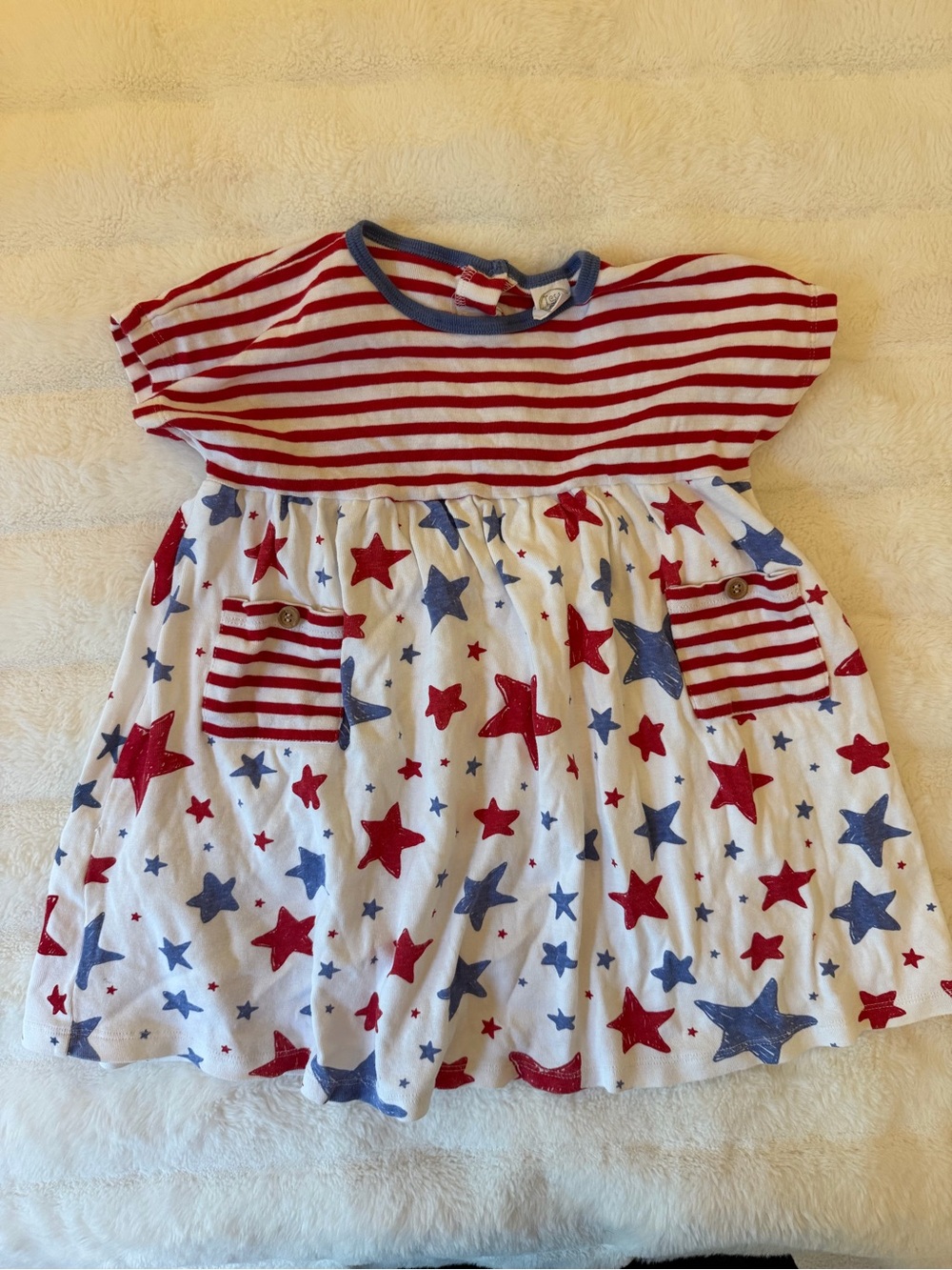 Girls' Red & Blue Star Stripe Casual Dress